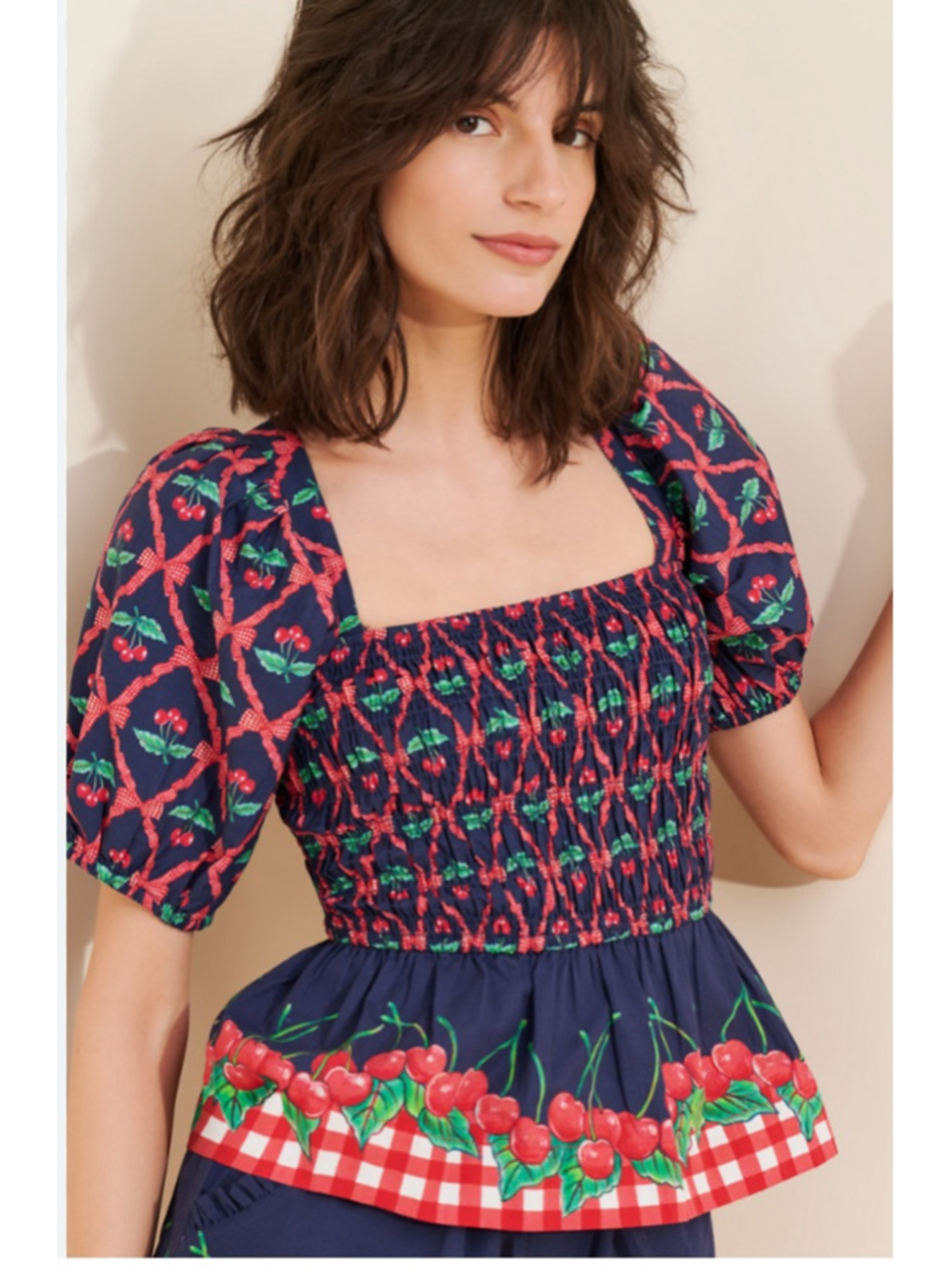 Damson Madder Allegra Cherry Pie Smocked Blouse|Size 6